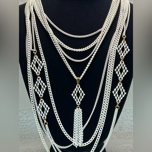 Vintage Monet White Multi Strand Necklace